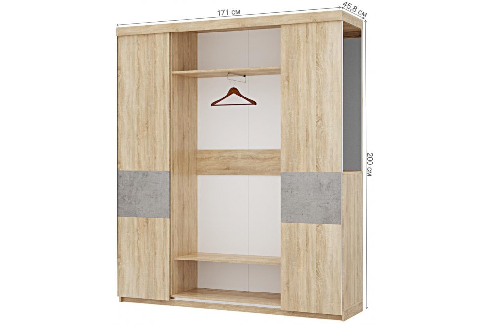 Готовая прихожая Турин 2602.М1 дуб сонома / бетон чикаго