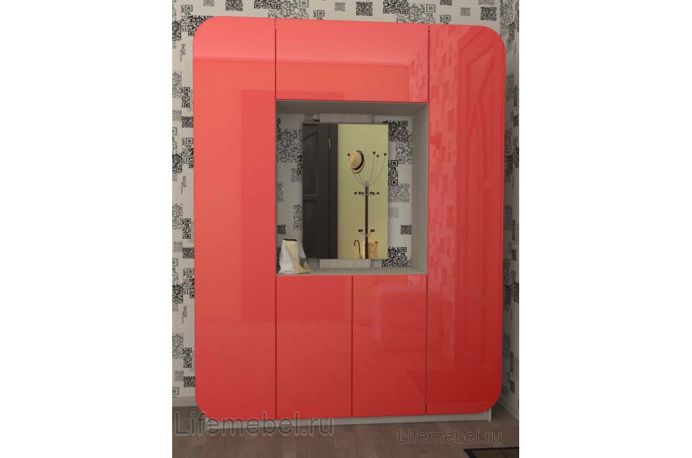 Прихожая Мебелеф 2 ясень шимо светлый / красный