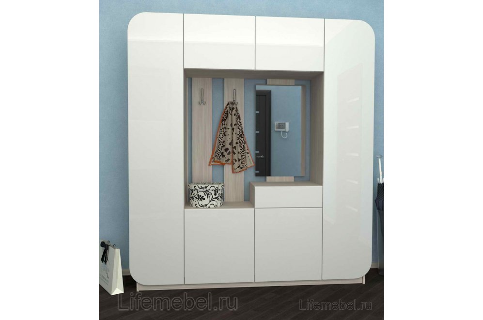 Прихожая Мебелеф 4 ясень шимо светлый / белый