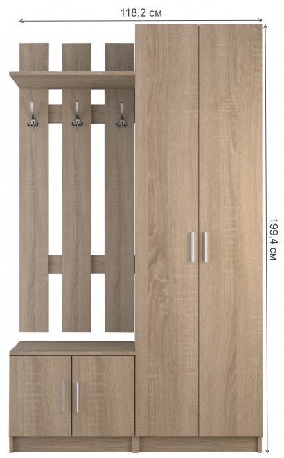 Готовая прихожая Хай-тек дуб сомона