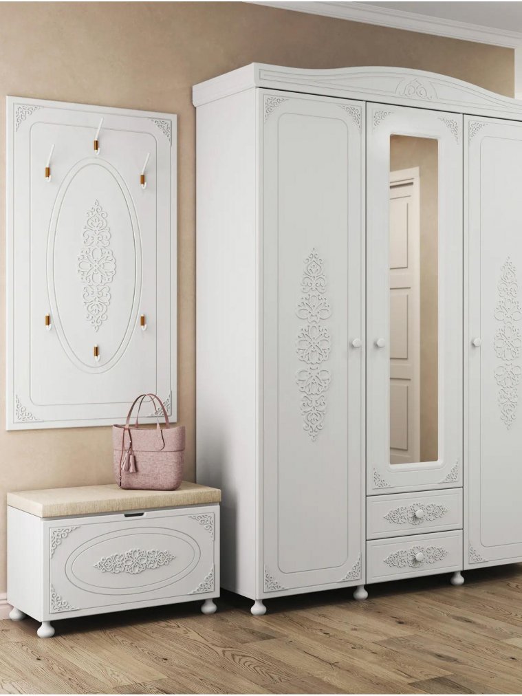 Модульная прихожая Ассоль белое дерево комплектация 6