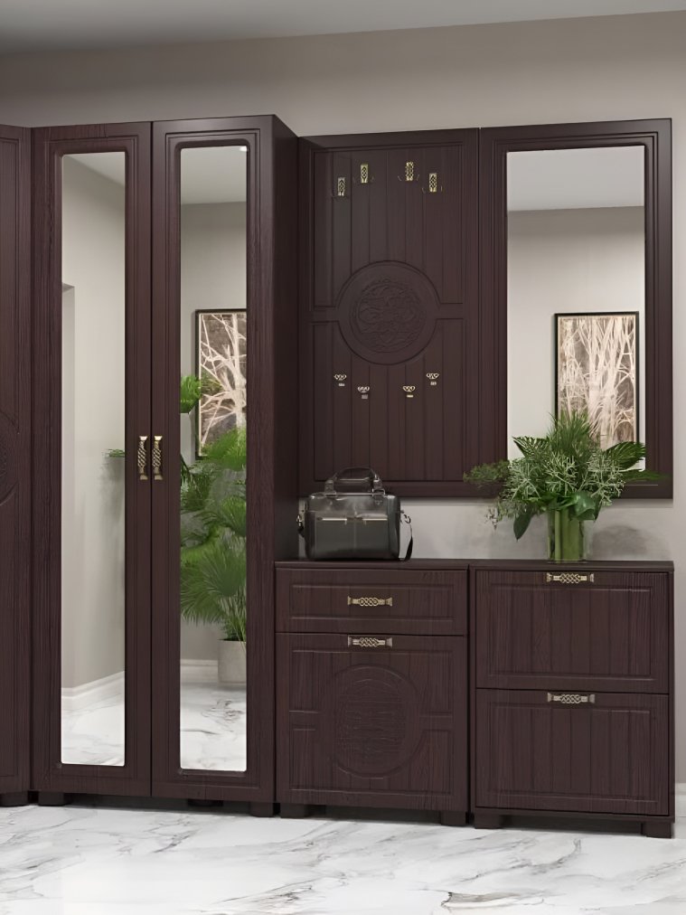 Модульная прихожая Монблан венге / орех шоколадный комплектация 5