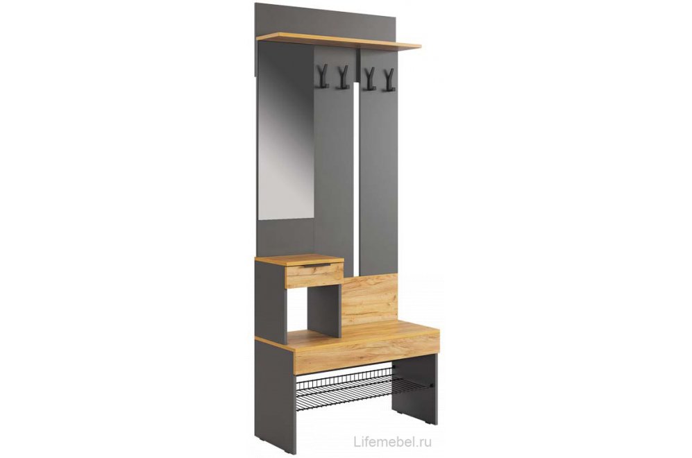Модульная прихожая Баско К2 графит / дуб крафт золотой комплектация 2