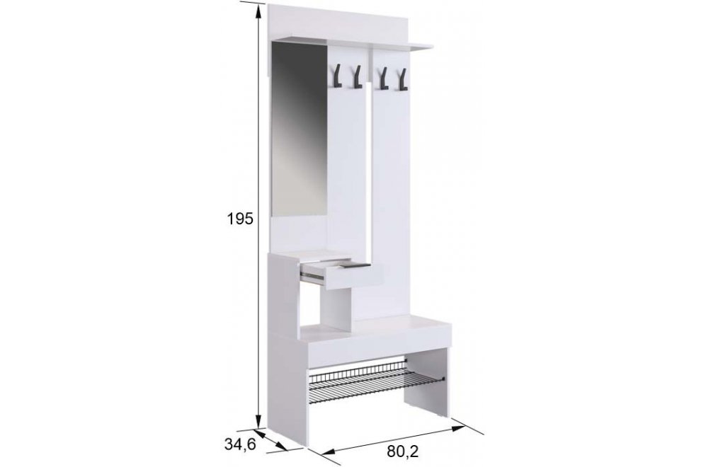 Модульная прихожая Баско К6 белое дерево комплектация 6