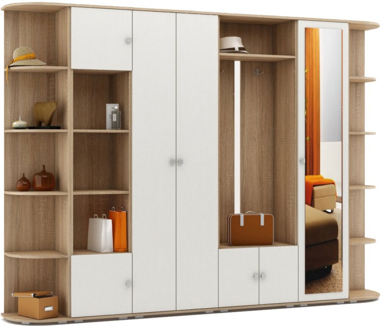 Модульная прихожая Тунис-7 дуб сонома / белый