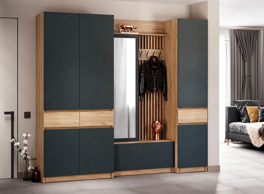 Модульная прихожая Молд комплектация 1 дуб крафт золотой / серый графит