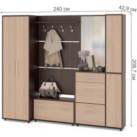 Модульная прихожая ШО-1 + ВШ-3.1 + ТП-3 + ТП-4 + ПЗ-4 венге / беленый дуб (комплектация 1)