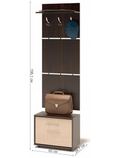 Модульная прихожая ТП-1 + ВШ-5.1 венге / беленый дуб