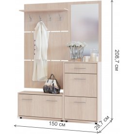 Модульная прихожая ВШ-3.1 + ТП-3 + ТП-2 + ПЗ-3 беленый дуб (комплектация 2)