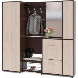 Модульная прихожая ВШ-5.1 + ТП-5 + ТП-4 + ПЗ-4 + ШО-1 венге / беленый дуб (комплектация 8)