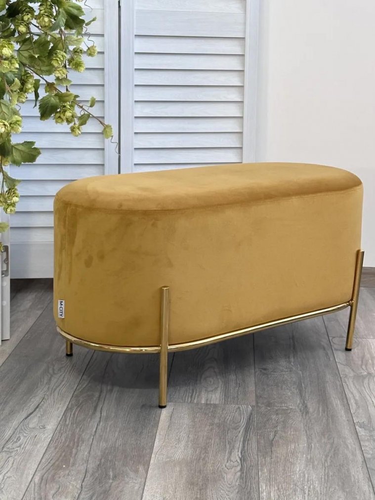 Пуф Zen Bluvel велюр желтый / золотой