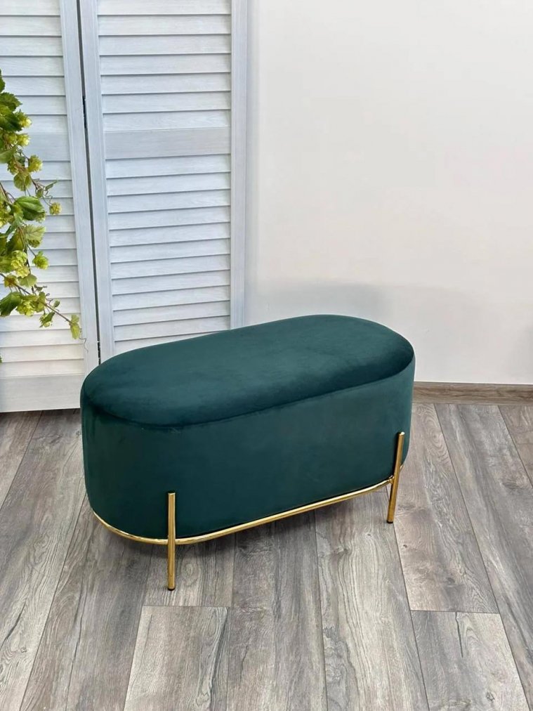 Пуф Zen Bluvel велюр зеленый / золотой