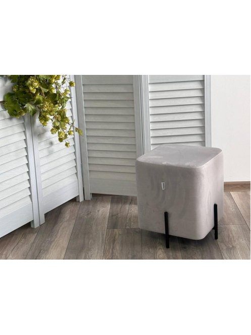 Пуф Феликс квадратный велюр светло-серый BM-4 / черный