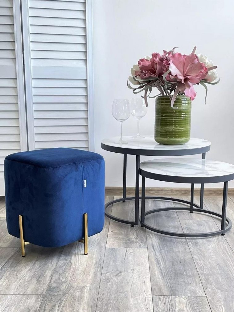 Пуф Rice Bluvel синий / золотой