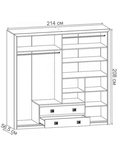 Шкаф четырехдверный Коен SZF4D2S ясень снежный / сосна натуральная