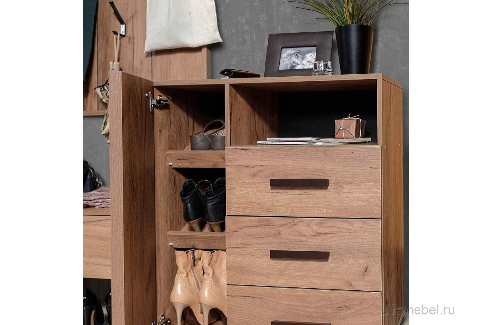 Обувница Nature 89 дуб табачный craft / черная