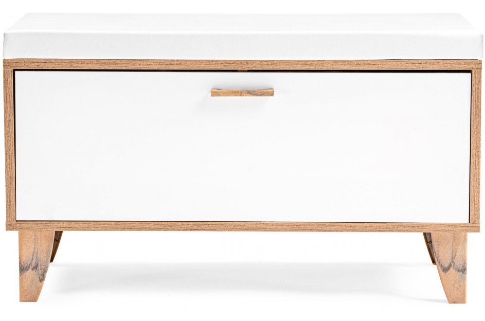 Обувница Эго Об-1 на ножках дуб крафт золотой / белый глянец