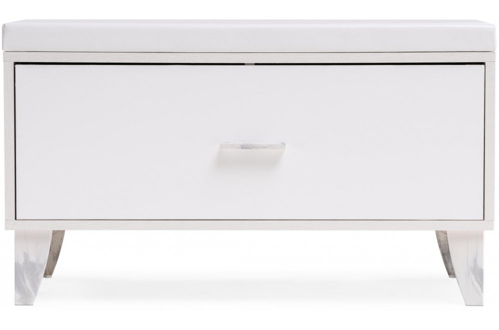 Обувница Эго Об-1 на ножках бетон светлый / белый глянец