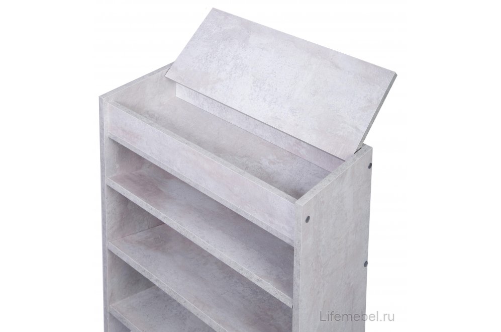 Обувница Мальта с ящиком цемент светлый вельвет