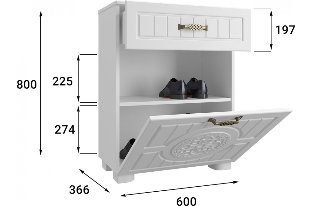 Обувница Монблан МБ-31К белое дерево