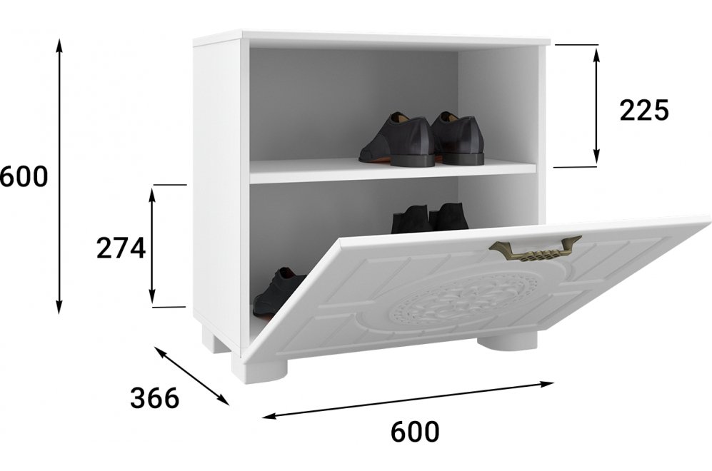 Обувница Монблан МБ-32К белое дерево