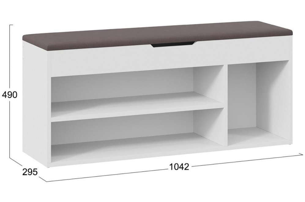 Обувница Тип 12 велюр серый / белый ясень