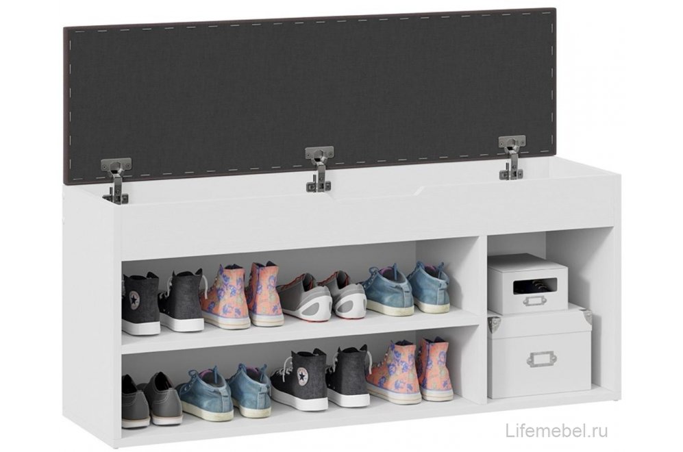 Обувница Тип 12 велюр серый / белый ясень