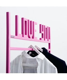 Вешалка для одежды I LOVE YOU 80см розовая