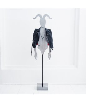 Напольная вешалка Костя с рогами серая