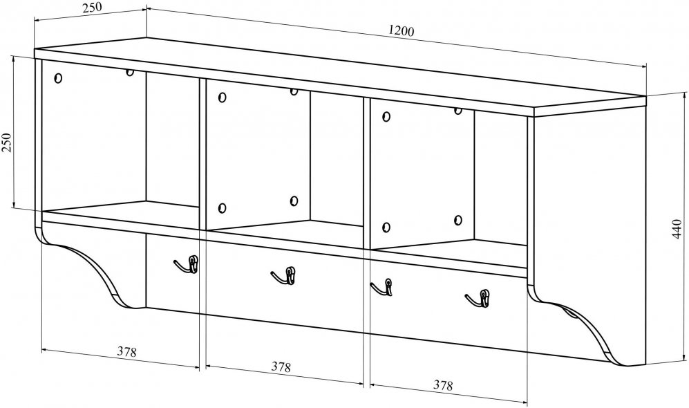Настенная вешалка ДримСтар ДС-30 белое дерево