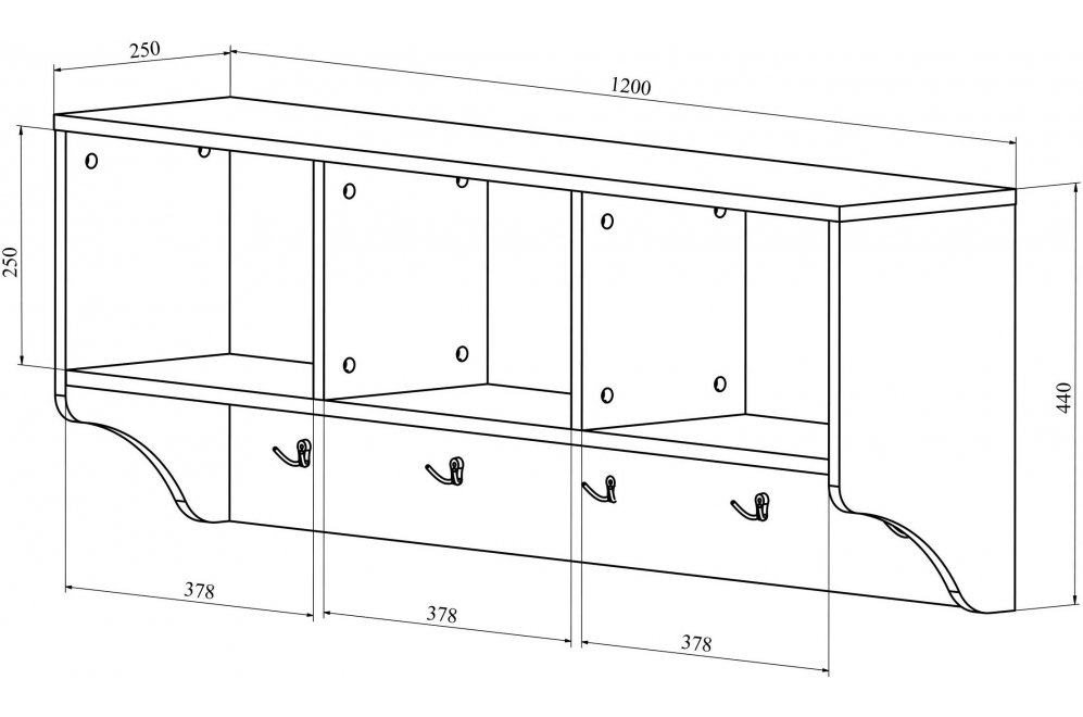 Настенная вешалка ДримСтар ДС-30 белое дерево