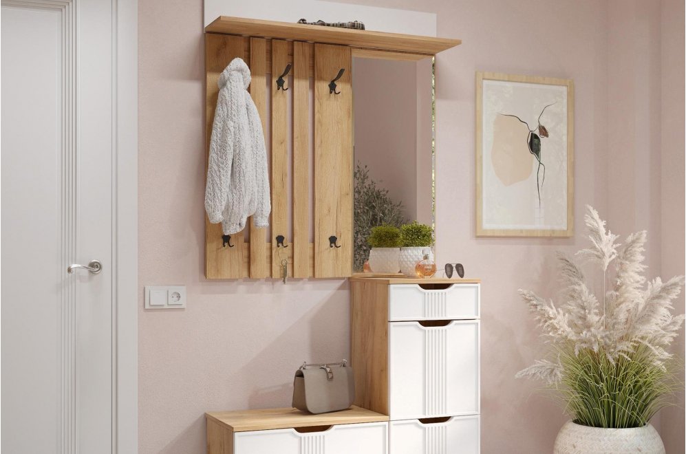 Настенная вешалка Эмилия ЭЛ-6 дуб крафт золотой