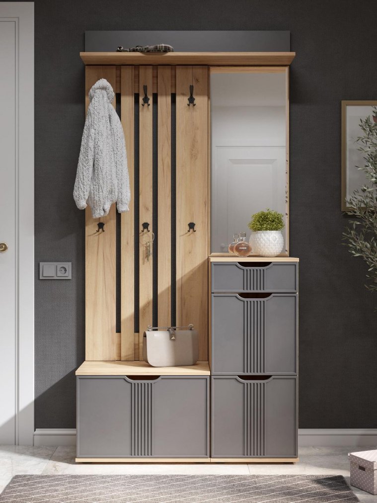 Настенная вешалка Эмилия ЭЛ-7 дуб крафт золотой