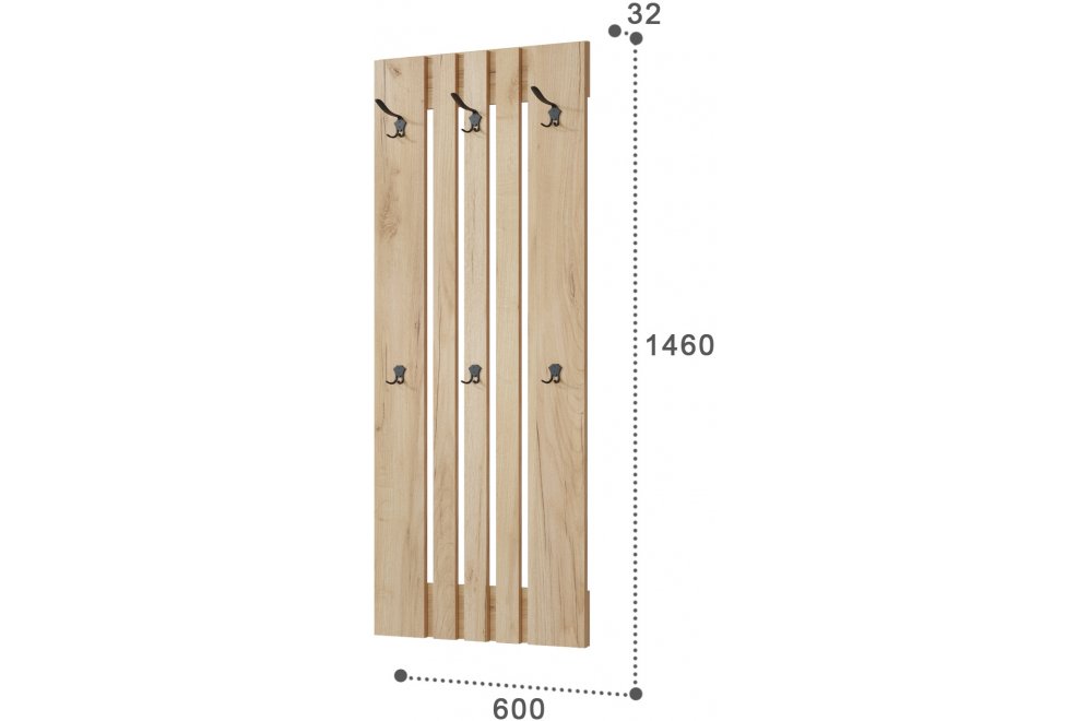 Настенная вешалка Эмилия ЭЛ-7 дуб крафт золотой