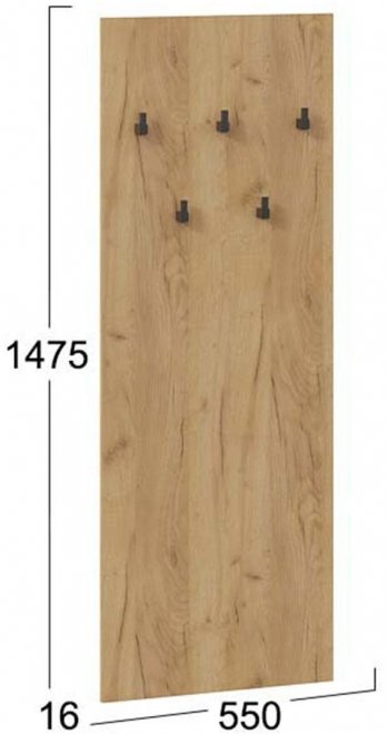 Настенная вешалка Хилтон 550 исполнение 2.1 дуб крафт золотой / черный