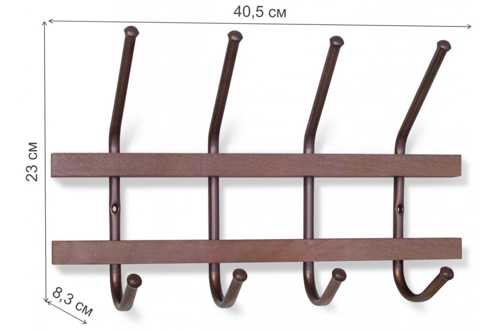 Настенная вешалка SHT-WH11 темный орех / медный металлик