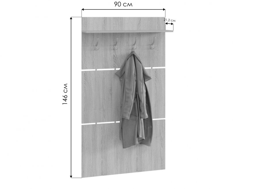 Настенная вешалка ВШ-3.1 дуб сонома