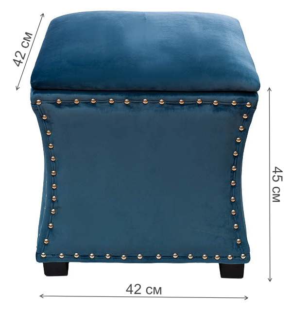 Банкетка открывающаяcя 24YJ-5005-06466 велюр синяя