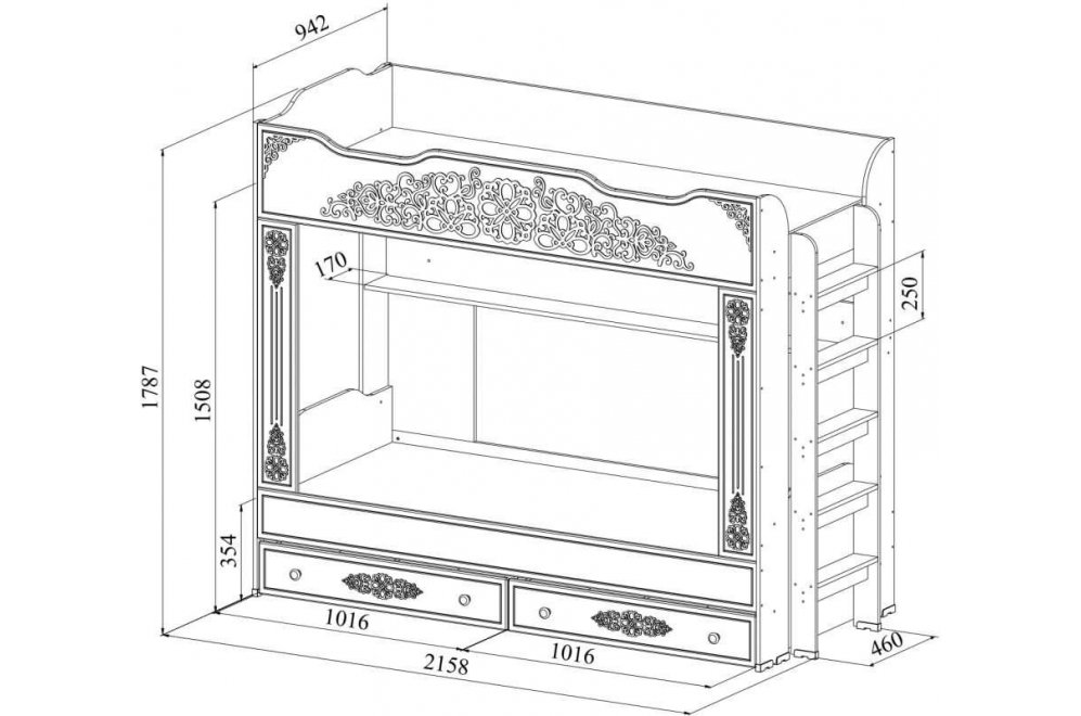 Двухъярусная кровать Ассоль АС-25 белое дерево