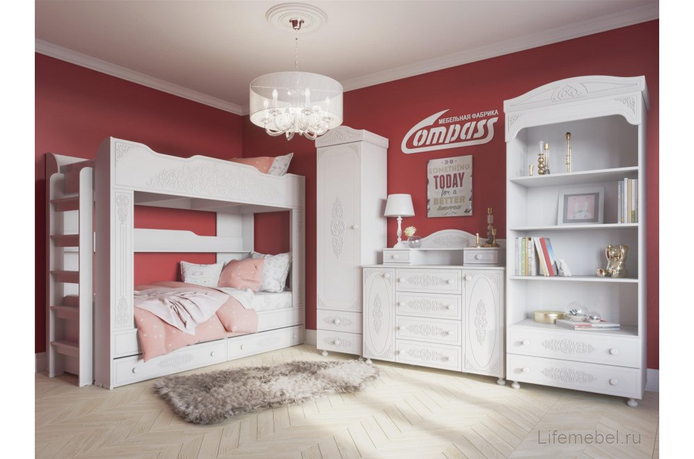 Двухъярусная кровать Ассоль АС-25 белое дерево