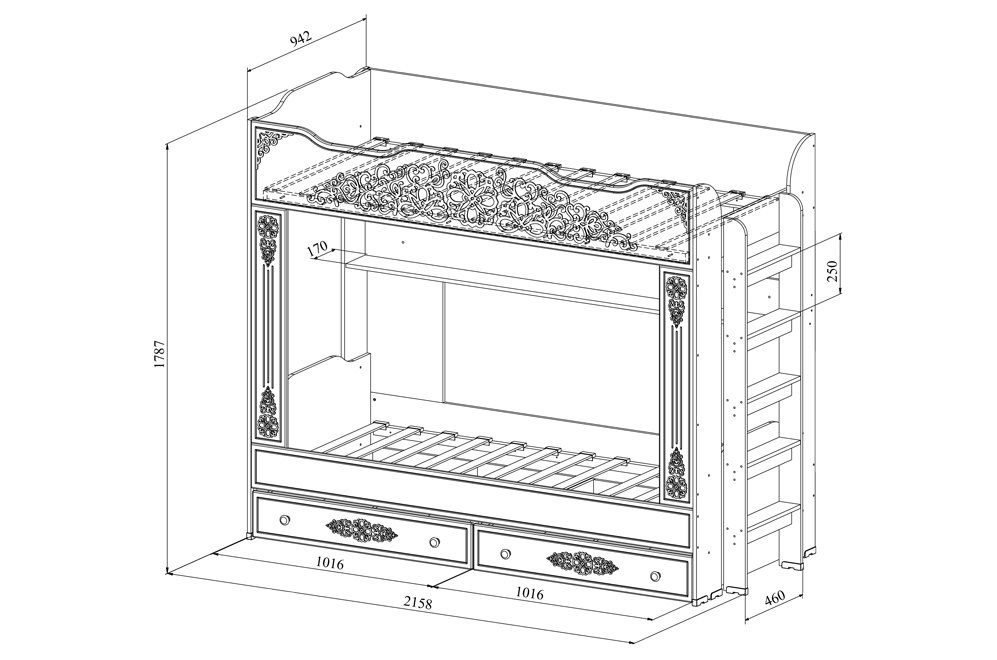 Двухъярусная кровать Ассоль плюс АС-25 ваниль