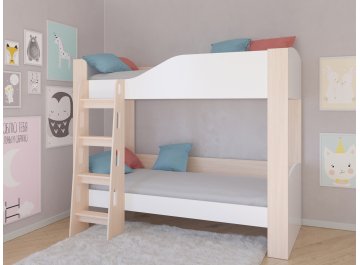 Детская кровать Астра 2 без ящика дуб молочный / белый