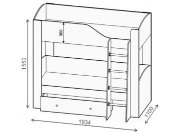 Детская кровать Астра 2 с ящиком дуб молочный / оранжевый