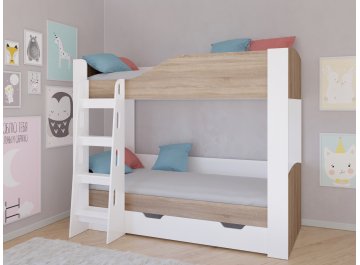 Детская кровать Астра 2 с ящиком белый / дуб сонома