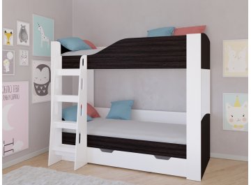 Детская кровать Астра 2 с ящиком белый / венге