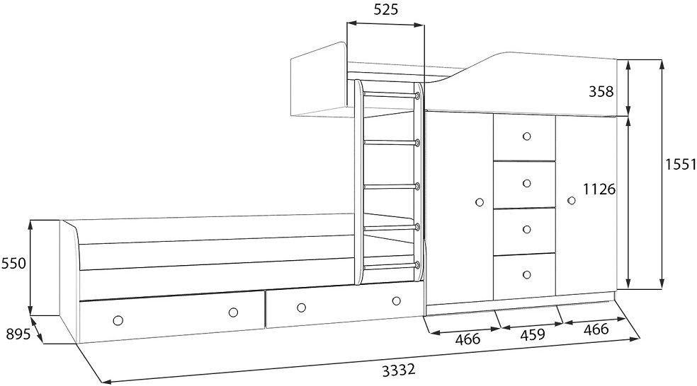 Двухъярусная кровать Астра 6 белый / салатовый