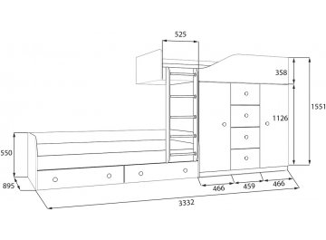 Детская кровать Астра 6 дуб сонома / дуб молочный