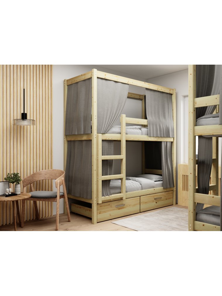 Двухъярусная кровать Бернли 90х200 с каркасом для штор