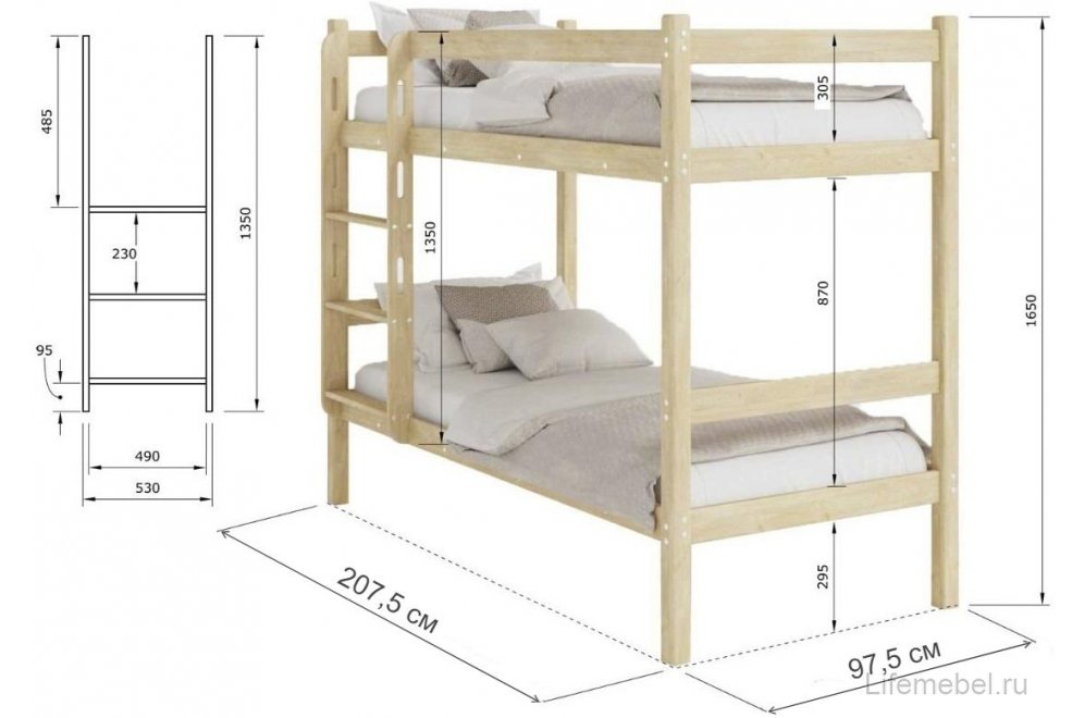Двухъярусная кровать Элена 90х200