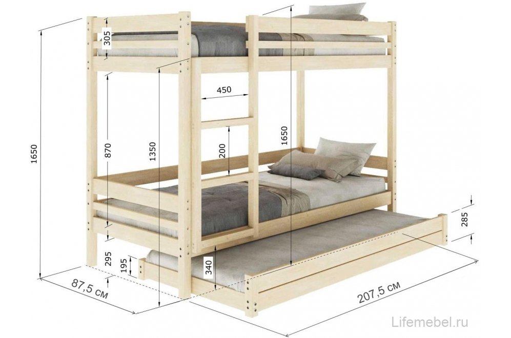 Двухъярусная кровать Гермес 80х200